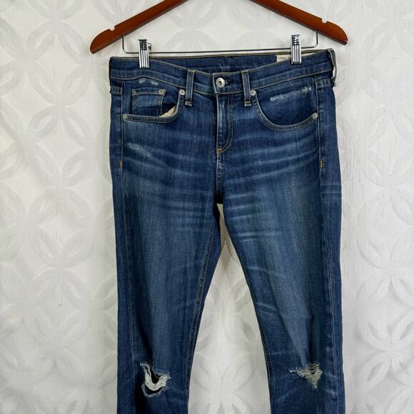 Rag & Bone Dre Capri Relaxed Raw Hem Knee Tear Jean in Dia Wash size 25 - Picture 6 of 12